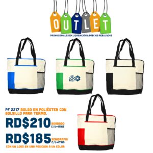 PF 2217 Bolso en poliéster con bolsillo para termo.